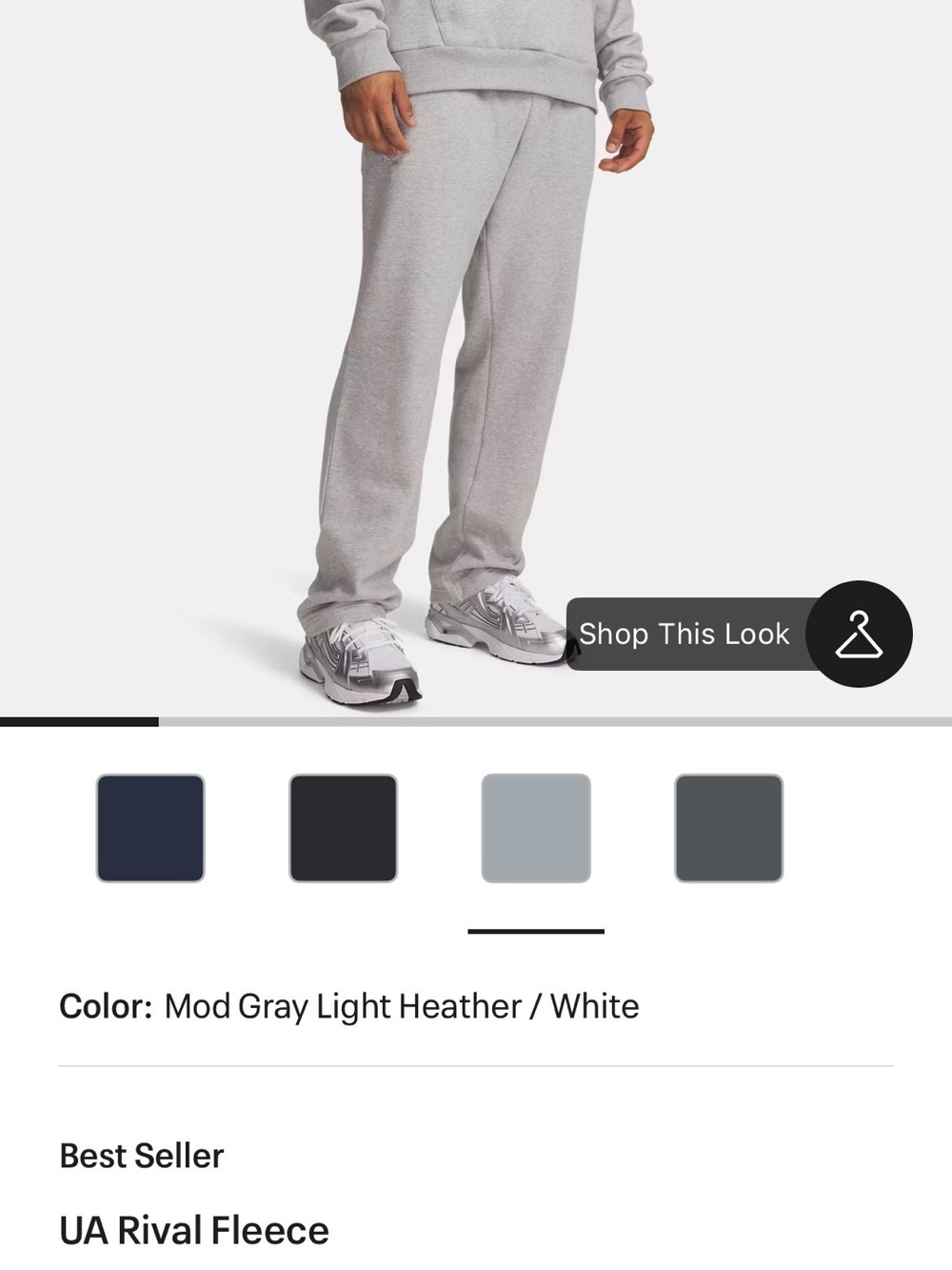 Under Armour Mod Gray Light Heather Sweatpants - White Accents